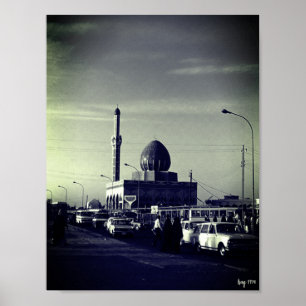 Affiche Mosquée Buniya de Bagdad en Irak vintage