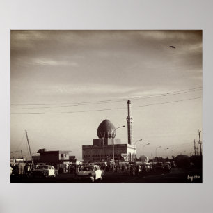 Affiche Mosquée Buniya de Bagdad en Irak vintage