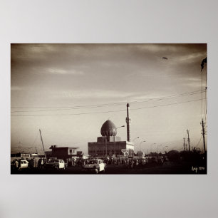 Affiche Mosquée Buniya de Bagdad en Irak vintage