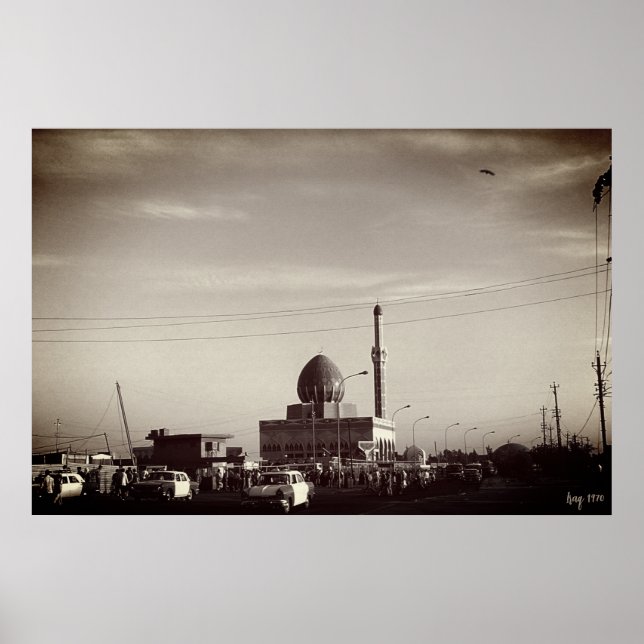 Affiche Mosquée Buniya de Bagdad en Irak vintage (Devant)