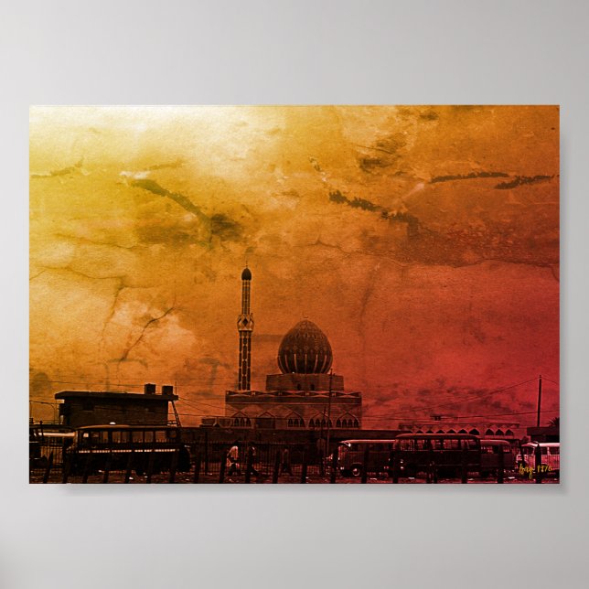 Affiche Mosquée Buniya de Bagdad en Irak vintage (Devant)