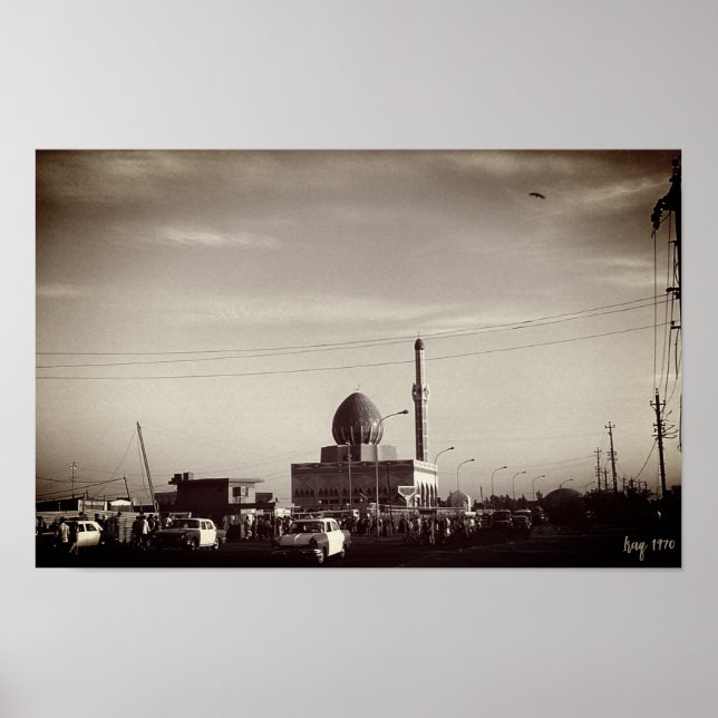 Affiche Mosquée Buniya de Bagdad en Irak vintage (Devant)