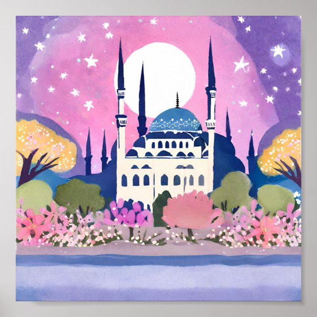 Affiche Mosquée d'Istanbul avec Minarets (Devant)