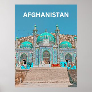 Affiche Mosquée du Temple Bleu Sakhi à Kaboul en Afghanist