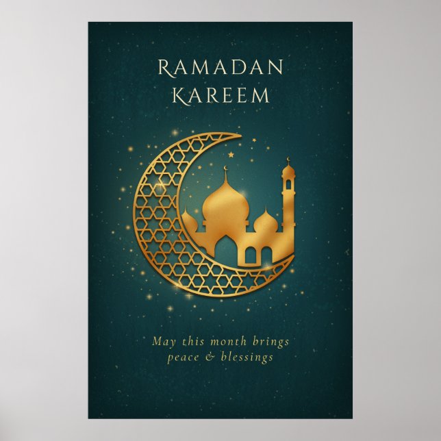 Affiche Mosquée élégante sarcelle et croissant de lune de  (Devant)