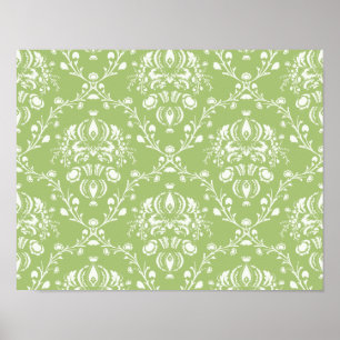 Affiche Moss Green Damask
