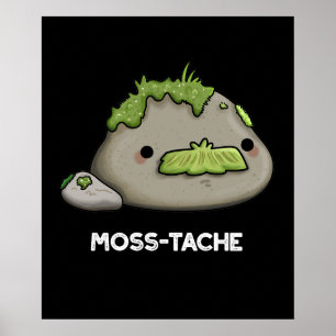 Affiche Moss-tache Funny Mustache Pun Dark BG
