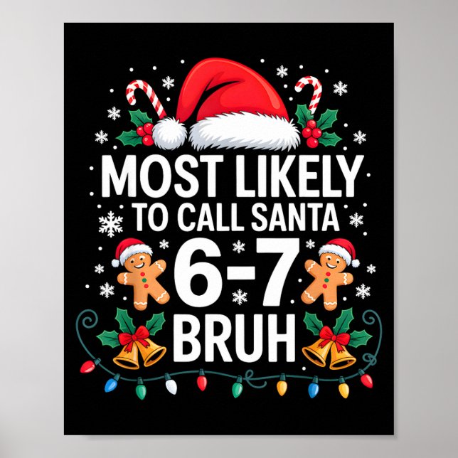 Affiche Most Likely To Call Santa 67 Six Seven Bruh Christ (Devant)