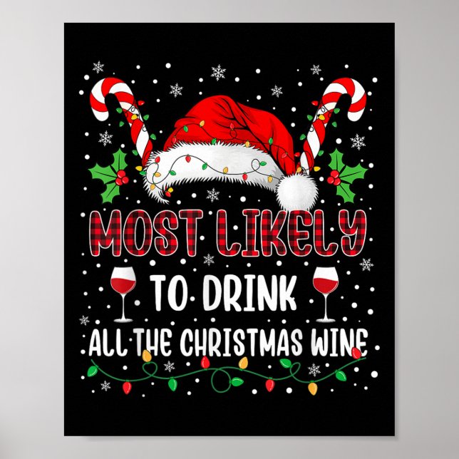 Affiche Most Likely To Drink All The Christmas Wine Family (Devant)