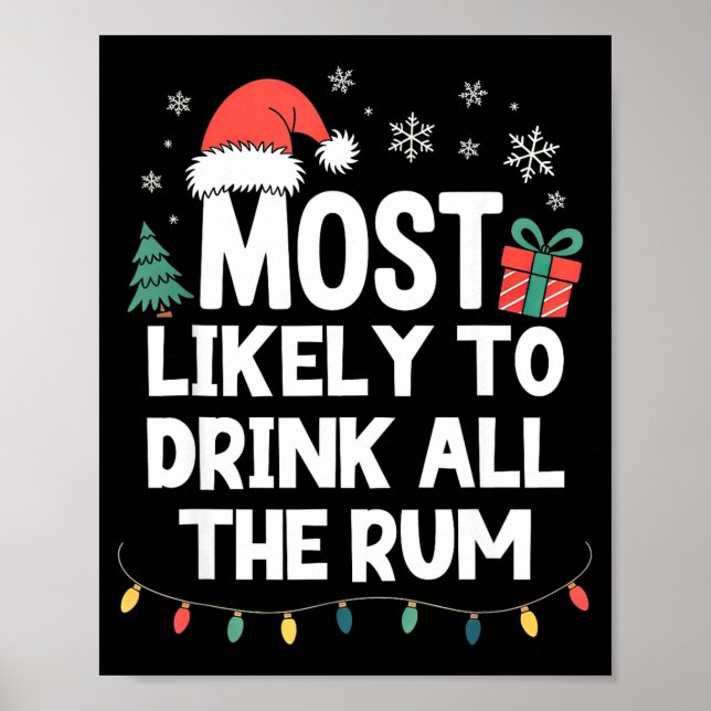 Affiche Most Likely To Drink All The Rum Christmas Funny X (Devant)