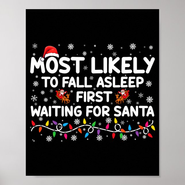 Affiche Most Likely To Fall Asleep First Funny Xmas Family (Devant)