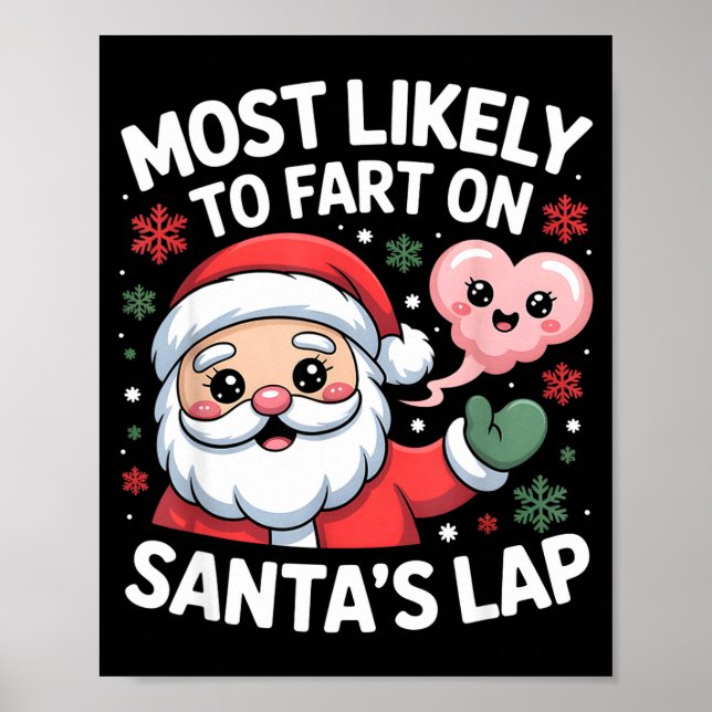 Affiche Most Likely To Fart On Santa’s Lap Funny Christmas (Devant)