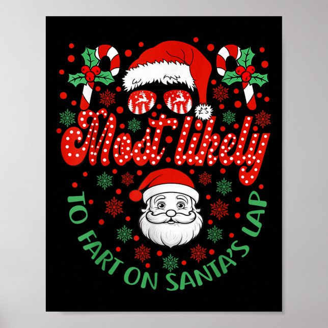 Affiche Most Likely To Fart On Santa's Lap Family Matching (Devant)