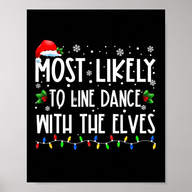 Affiche Most Likely To Line Dance With Elves Christmas Dan (Devant)