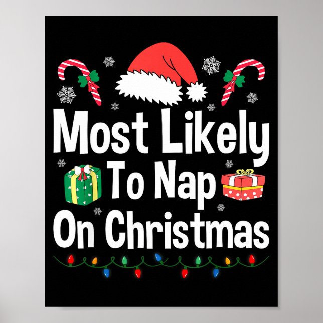 Affiche Most Likely To Nap On Christmas Family Funny Match (Devant)