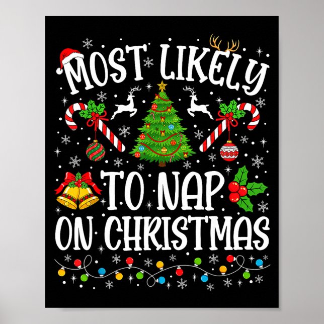 Affiche Most Likely To Nap On Christmas Funny Family Match (Devant)