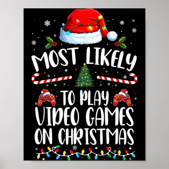 Affiche Most Likely To Play Video Games On Christmas Famil (Devant)