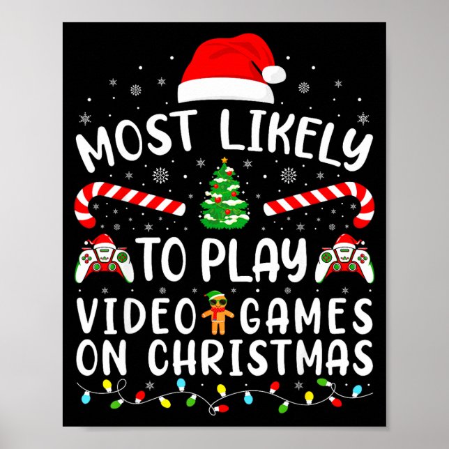 Affiche Most Likely To Play Video Games Xmas Family Matchi (Devant)