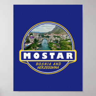 Affiche Mostar Bosnie-Herzégovine Voyage Art Emblem
