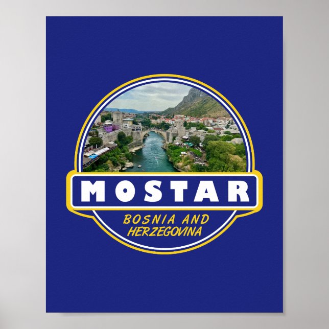 Affiche Mostar Bosnie-Herzégovine Voyage Art Emblem (Devant)