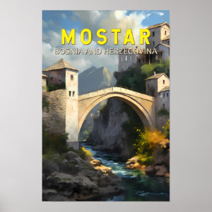 Affiche Mostar Stari Most Voyage Peinture à l'huile Art Vi
