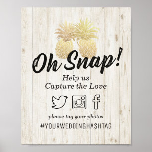 Affiche Mot-clé de Snap de Mariage Golden Pineapples Bois