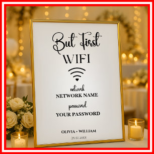 Affiche Mot de passe de réseau Wifi Panneau de mariage élé