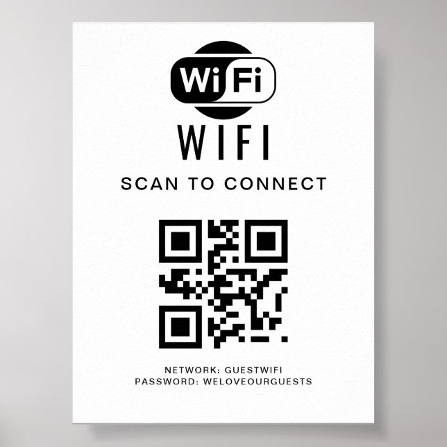 Affiche Mot de passe Wifi | Analyse du code QR pour se con (Devant)