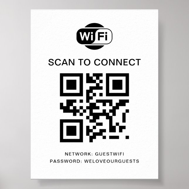 Affiche Mot de passe Wifi | Analyse du code QR pour se con (Devant)