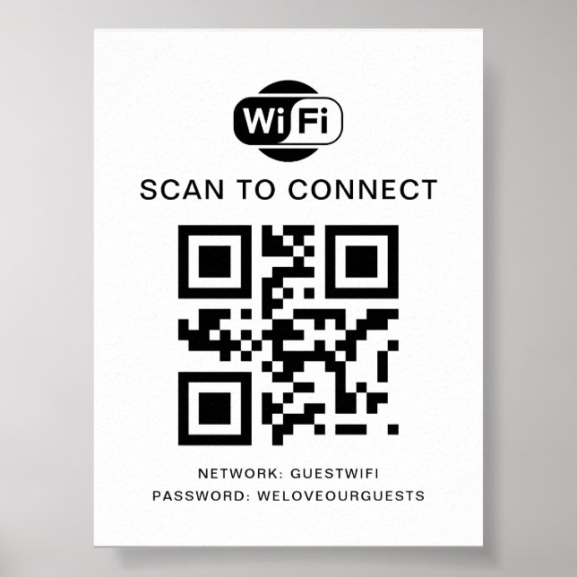 Affiche Mot de passe Wifi | Analyse du code QR pour se con (Devant)