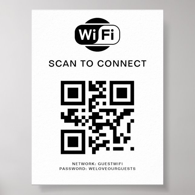 Affiche Mot de passe Wifi | Analyse du code QR pour se con (Devant)