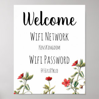 Affiche Mot de passe Wifi de bienvenue