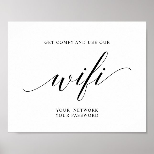 Affiche Mot de passe Wifi Mariage Black Elegant Typographi (Devant)