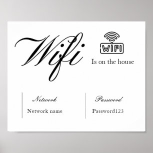 Affiche Mot de passe Wifi noir et blanc et connexion résea