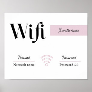 Affiche Mot de passe Wifi rose et blanc et connexion résea