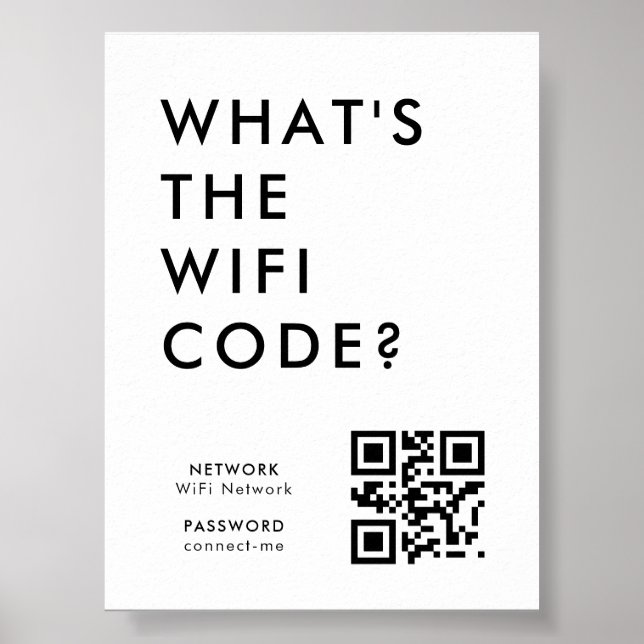 Affiche Mot de passe Wifi | Scannez le code QR pour vous c (Devant)