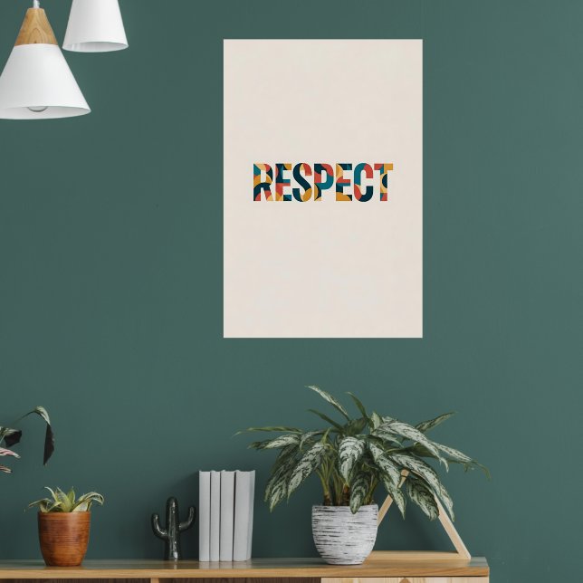 Affiche Mot géométrique "Respecter" en couleurs vives (Salon 1)