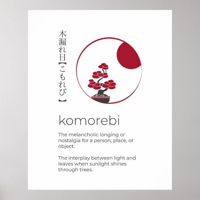 Affiche Mot inspirant japonais, Komorebi Wall Art (Devant)