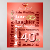 Mot personnalisé Art 40e anniversaire mariage