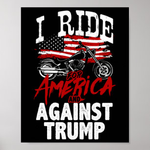 Affiche Motard anti-Trump Pro-Démocratie Résister contre T