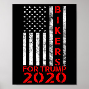 Affiche Motards Pour Trump 2020 Drapeau Américain Conserva