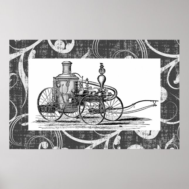Affiche Moteur à vapeur Steampunk (Devant)