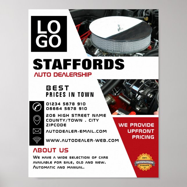 Affiche Moteur automobile, concessionnaire automobile Publ (Devant)