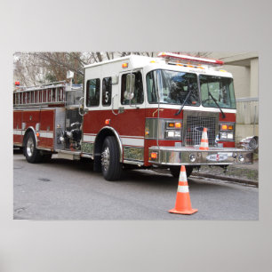 Affiche Moteur de feu rouge garé