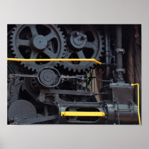 Affiche Moteur de train ferroviaire Roues et Cogs industri