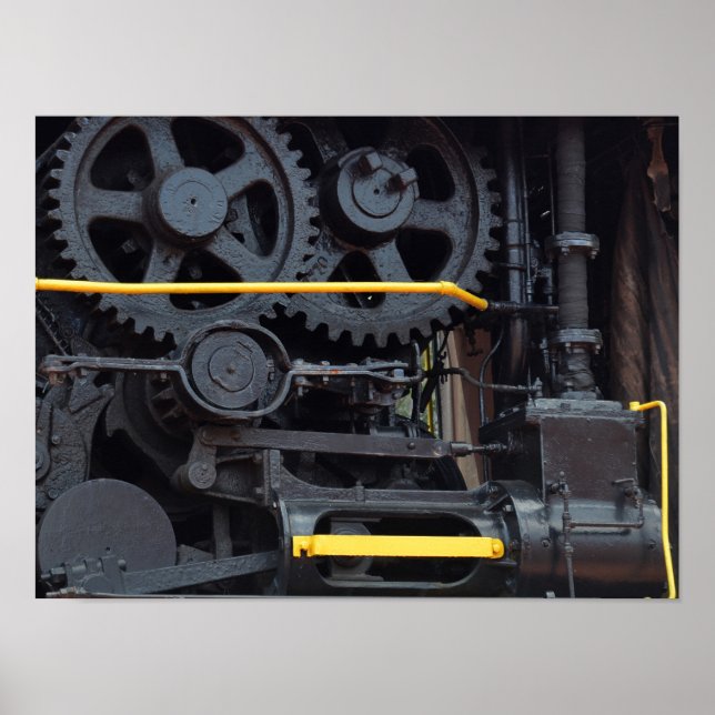 Affiche Moteur de train ferroviaire Roues et Cogs industri (Devant)
