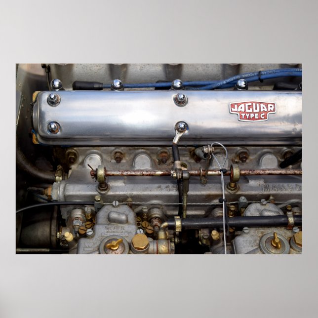 Affiche Moteur Jaguar C Type. (Devant)