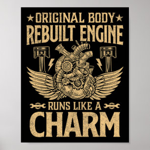 Affiche Moteur reconstruit corps original drôle fonctionne