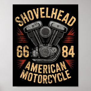 Affiche Moteur Shovelhead Vtwin Moto Hd Vintage Dessin