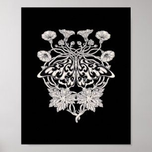 Affiche Moth Talisman - Whimsigoth sérigraphie Style Drawi